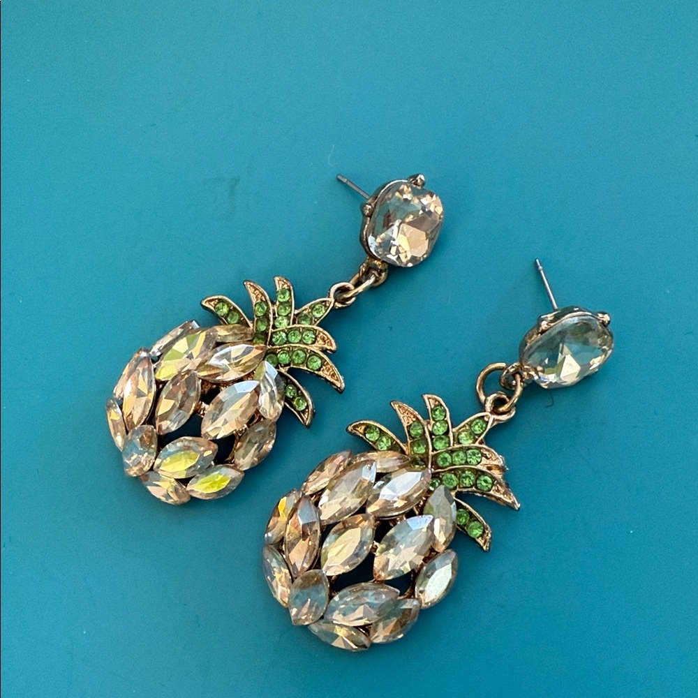 Crystal Pineapple Drop Earrings - image 1